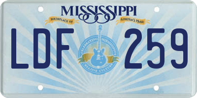 MS license plate LDF259