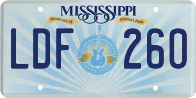 MS license plate LDF260