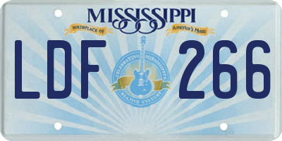 MS license plate LDF266