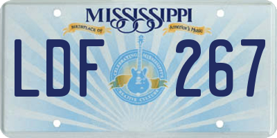 MS license plate LDF267
