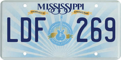 MS license plate LDF269