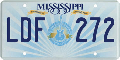 MS license plate LDF272