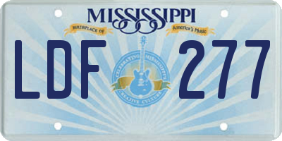 MS license plate LDF277