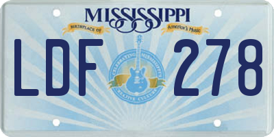 MS license plate LDF278