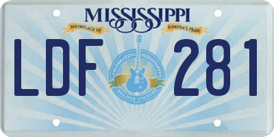 MS license plate LDF281