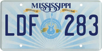 MS license plate LDF283