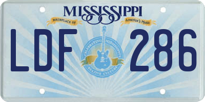 MS license plate LDF286