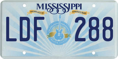 MS license plate LDF288