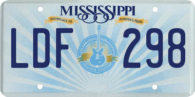 MS license plate LDF298
