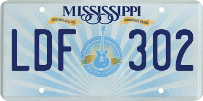 MS license plate LDF302