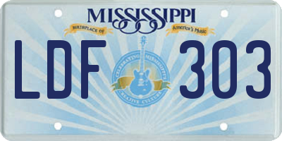 MS license plate LDF303