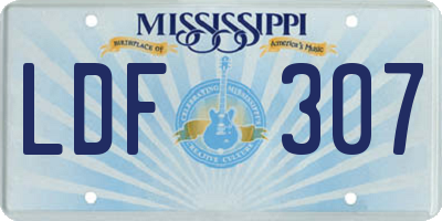 MS license plate LDF307