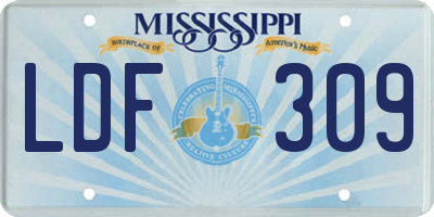 MS license plate LDF309