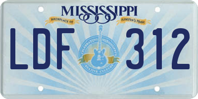 MS license plate LDF312