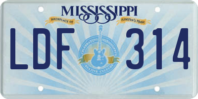 MS license plate LDF314