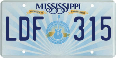 MS license plate LDF315