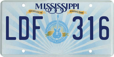 MS license plate LDF316