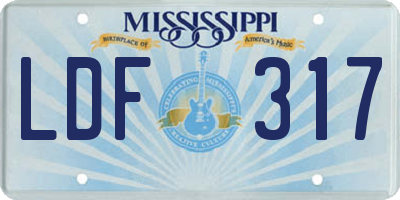 MS license plate LDF317