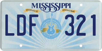 MS license plate LDF321