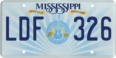 MS license plate LDF326