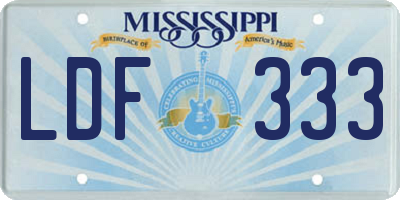 MS license plate LDF333