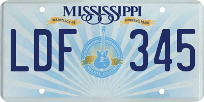 MS license plate LDF345