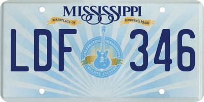 MS license plate LDF346