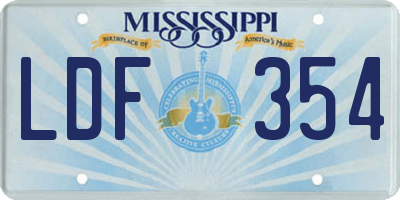 MS license plate LDF354