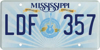MS license plate LDF357