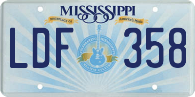 MS license plate LDF358