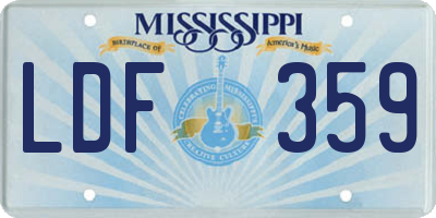 MS license plate LDF359