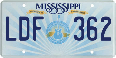 MS license plate LDF362