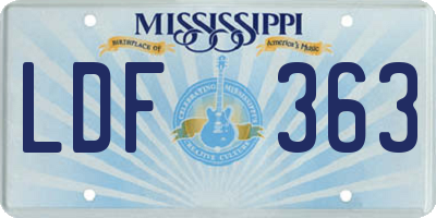 MS license plate LDF363