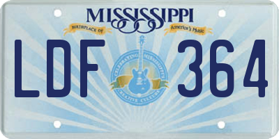 MS license plate LDF364