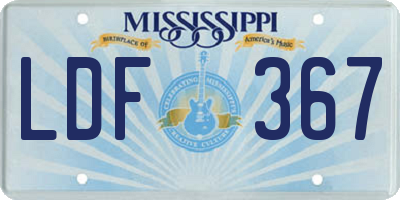 MS license plate LDF367