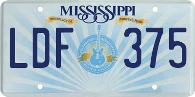 MS license plate LDF375
