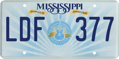 MS license plate LDF377