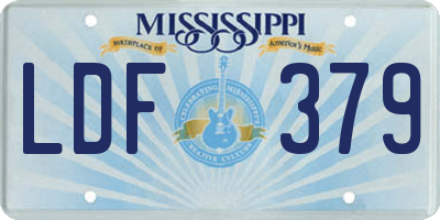 MS license plate LDF379