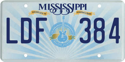 MS license plate LDF384
