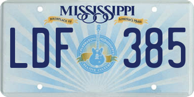 MS license plate LDF385