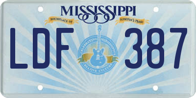 MS license plate LDF387