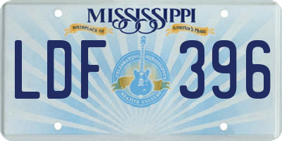 MS license plate LDF396
