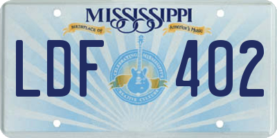 MS license plate LDF402