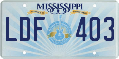 MS license plate LDF403