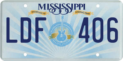 MS license plate LDF406