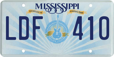 MS license plate LDF410