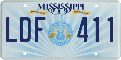 MS license plate LDF411