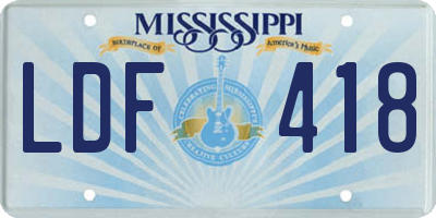 MS license plate LDF418
