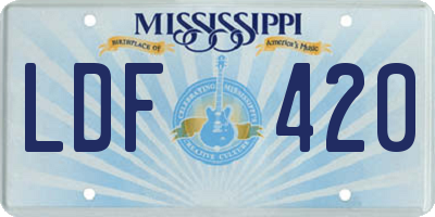MS license plate LDF420