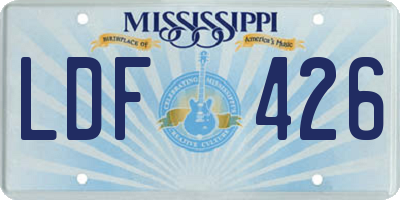 MS license plate LDF426